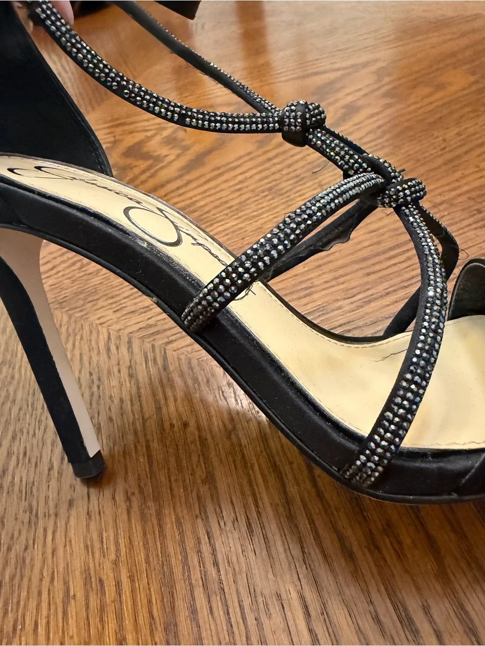 Jessica Simpson Black Knotted Strappy Stiletto Sandals